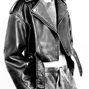 Women's Faux Leather Jacket Vintage 90's Moto Jacket. Gunmetal Gray. NWOT.